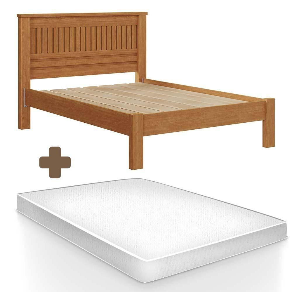 Cama De Casal Com Cabeceira 100% Mdf Com Colchão Nature Mônaco Fênix