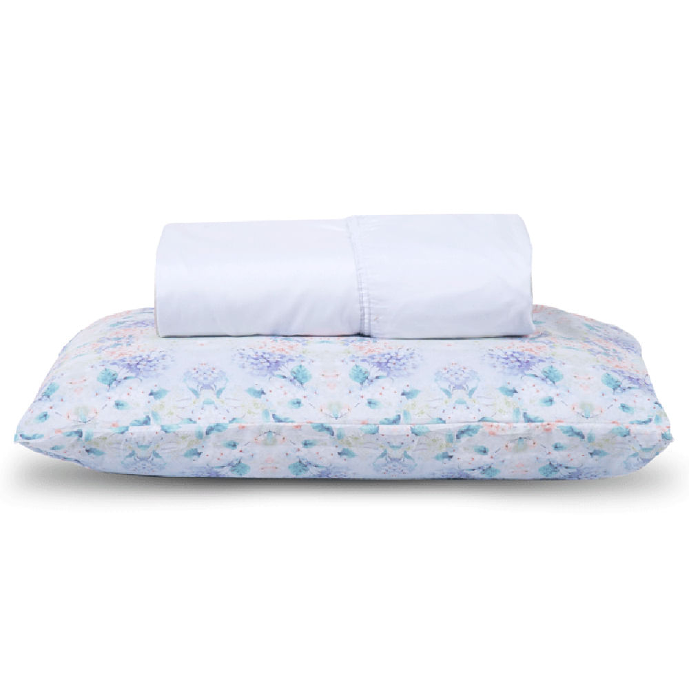 Jogo Cama Lençol Verace Solteiro Percal 300 Fios c/ Fronha Estampada 2 Peças - Branco