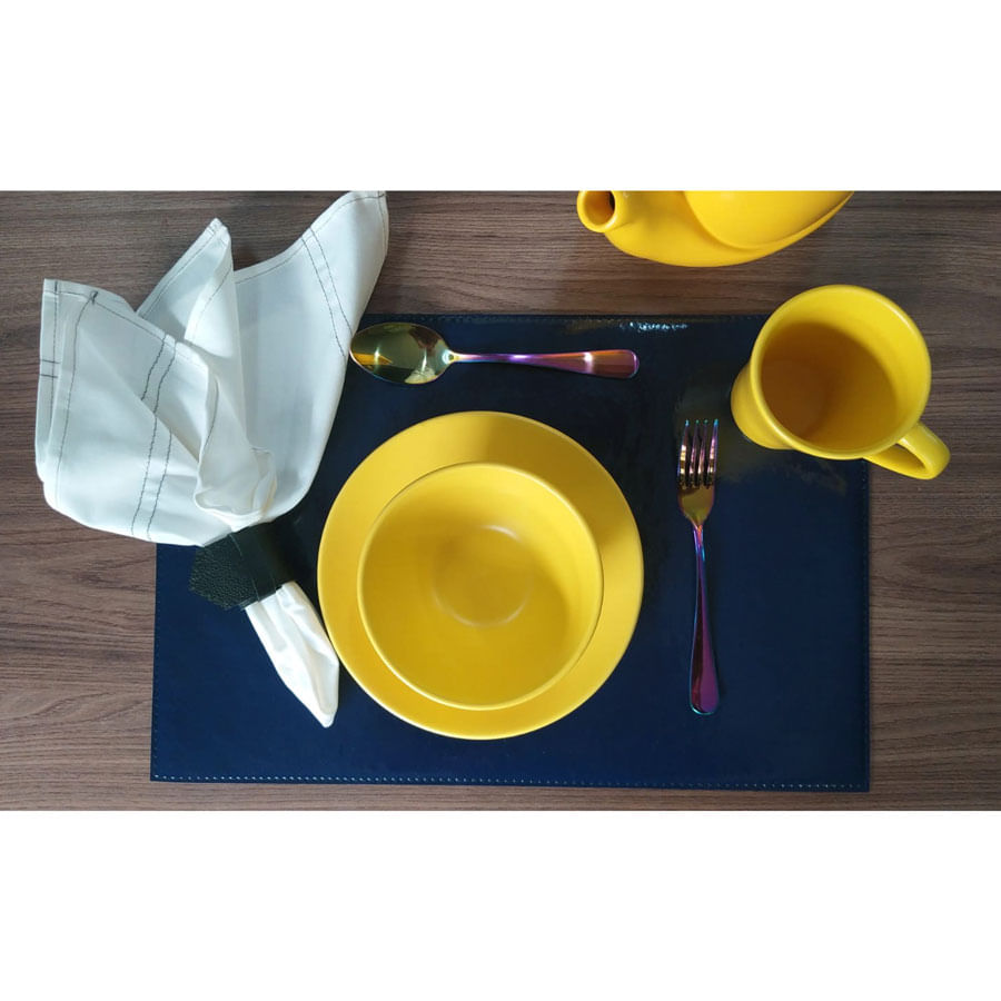 Tigela Bowl Pote Sobremesa Jogo Amarelo Fosco Ceramica 6un