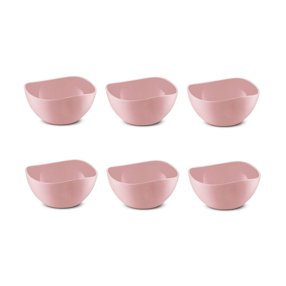 Tigela Bowl Jogo de Sobremesa Cremeira Pote Rosa 6un