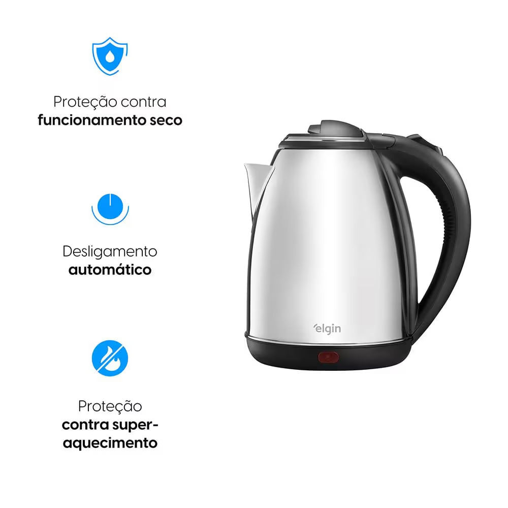 Chaleira Elétrica Elgin Cha10 1,8L Sem Fio com Desligamento Automático Inox / 220V