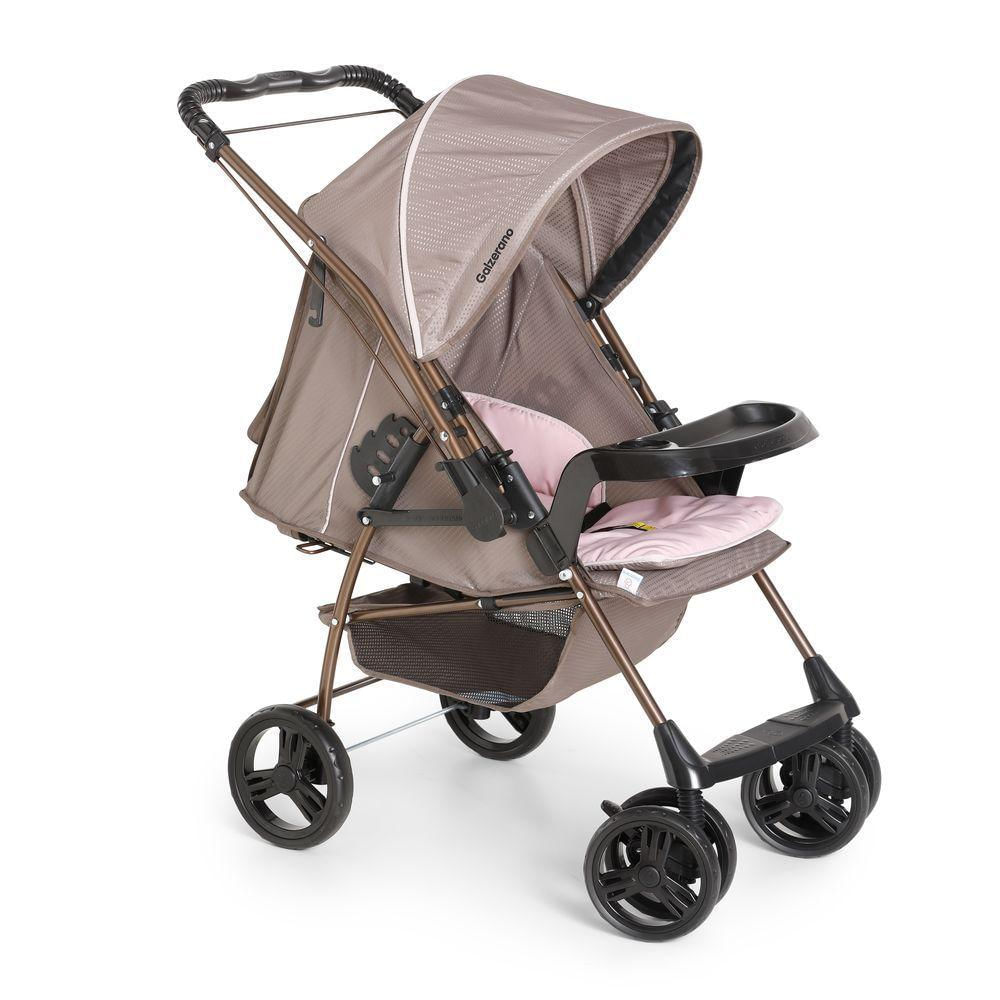 Carrinho de Bebê Galzerano Milano Reversível II 0 Meses Até 15 Kg Cappuccino com Rosa