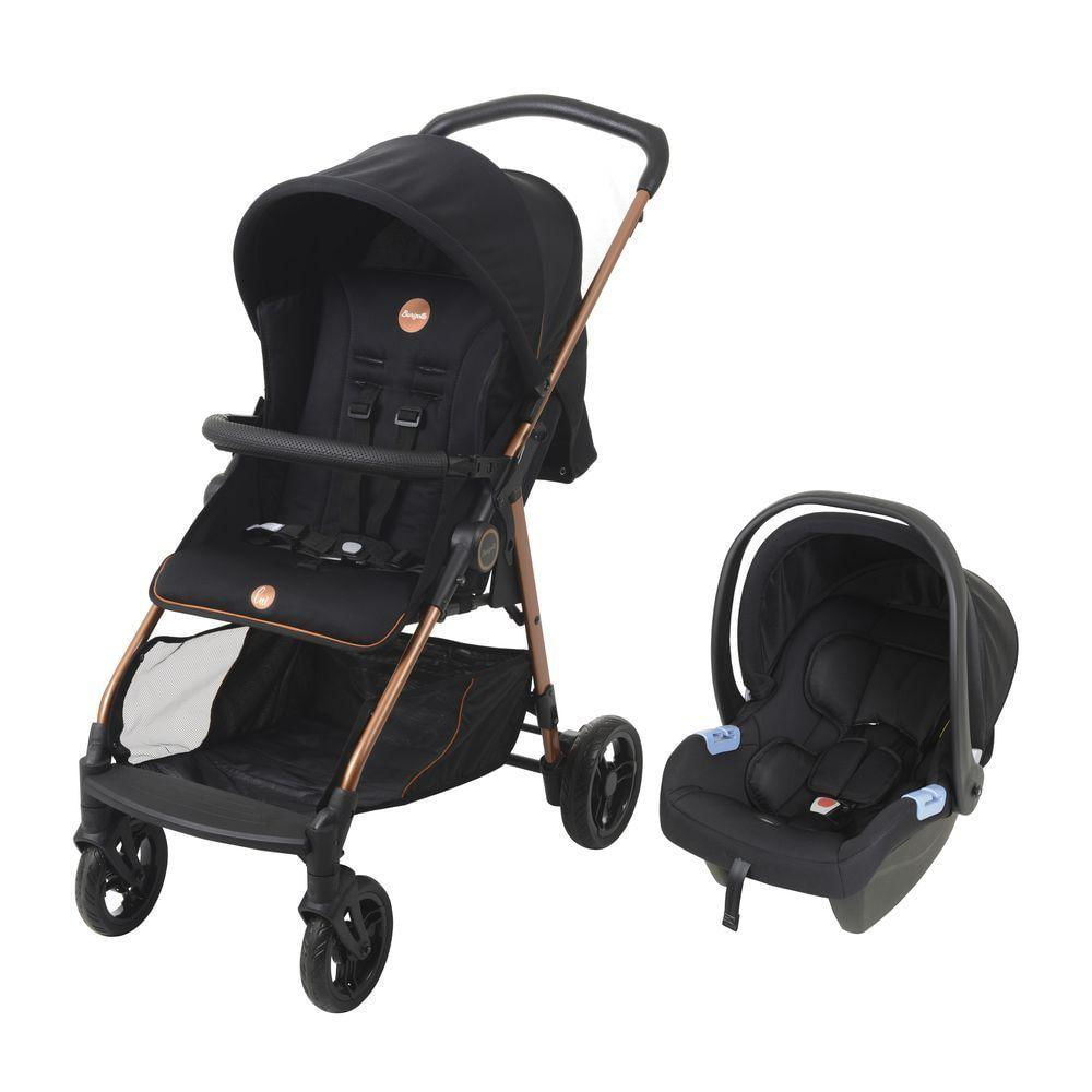 Carrinho De Bebê Com Bebê Conforto Burigotto Travel System Lui E Materna Preto E Cobre