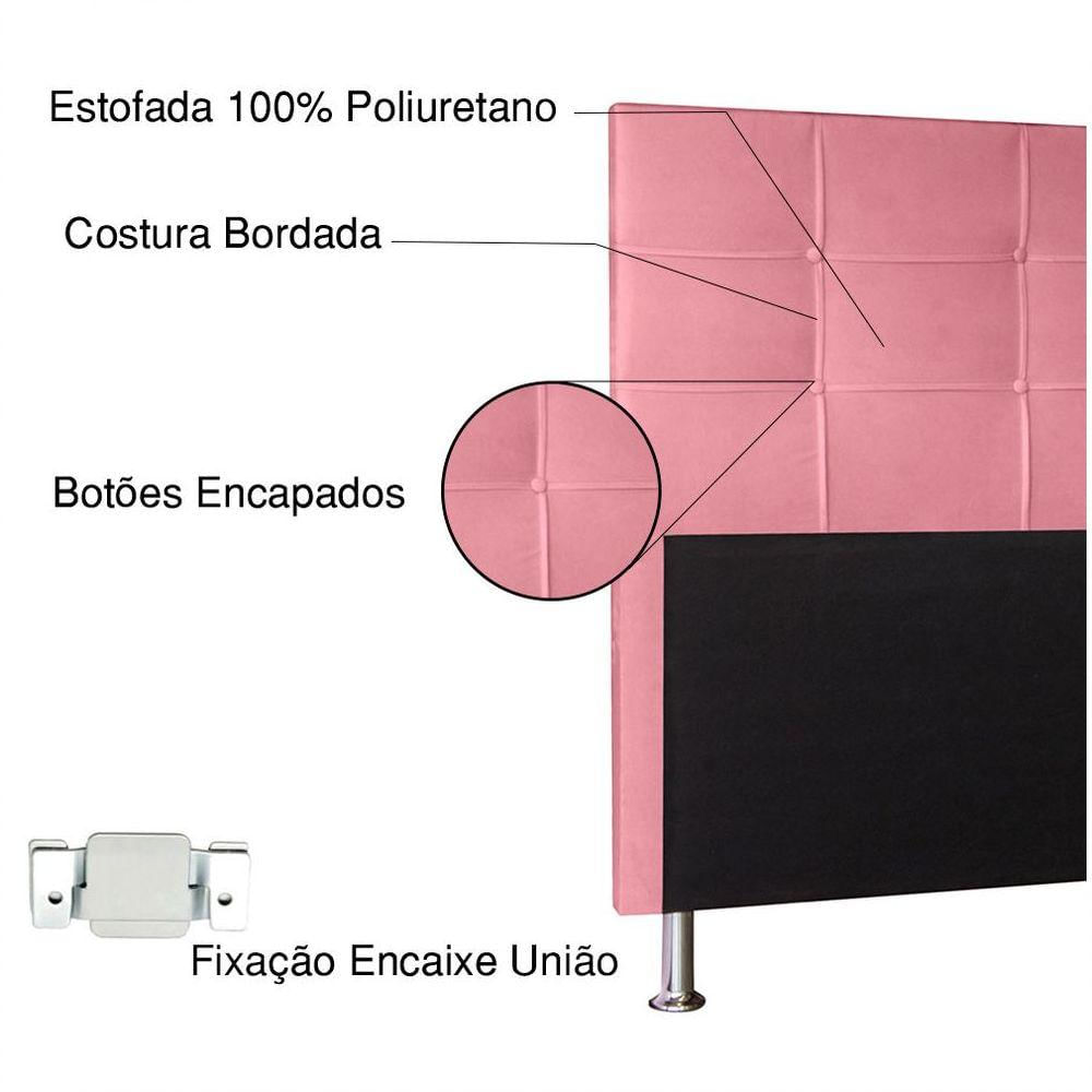 Cabeceira Casal 1,40m Roma Suede - Pallazio Cor Rosa