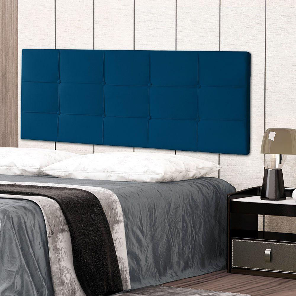 Cabeceira Painel Casal 1,40m Roma Suede Azul Marinho