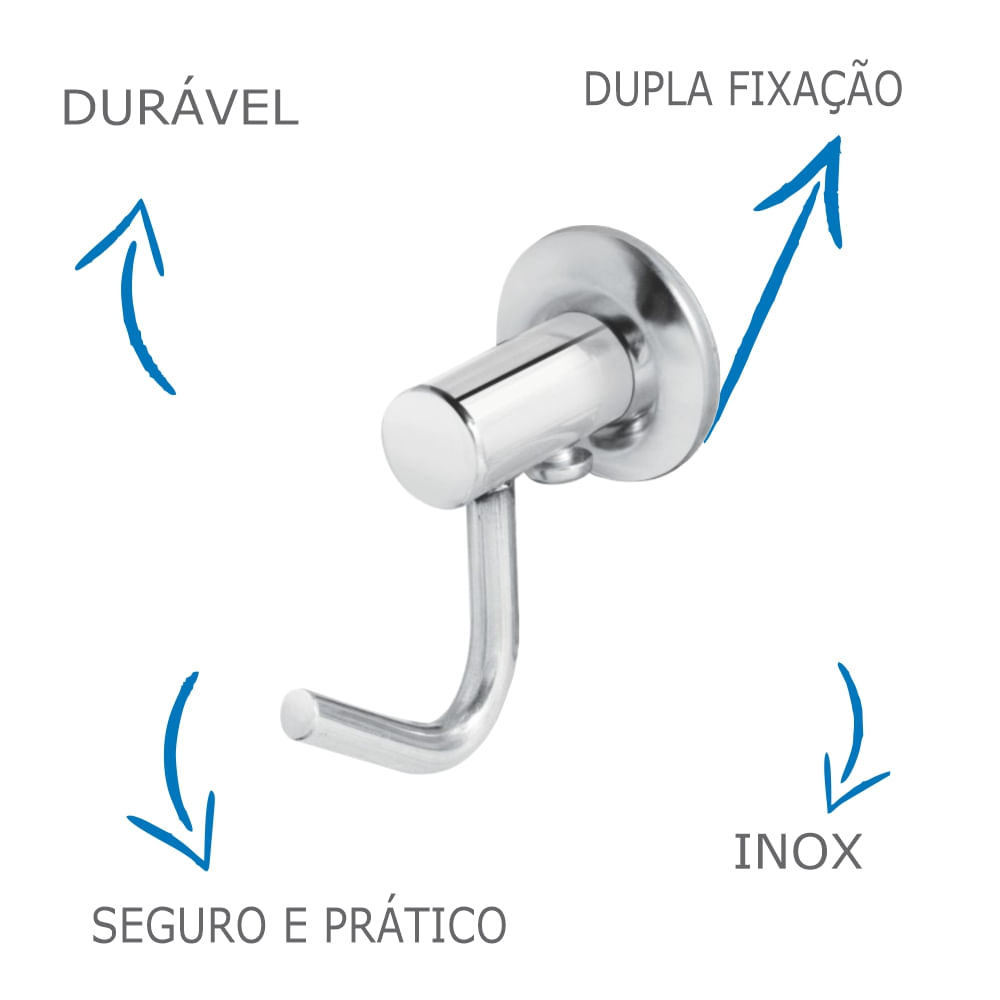 Gancho Cabide Simples De Toalha Oliveira Em Aço Inox E Alumínio