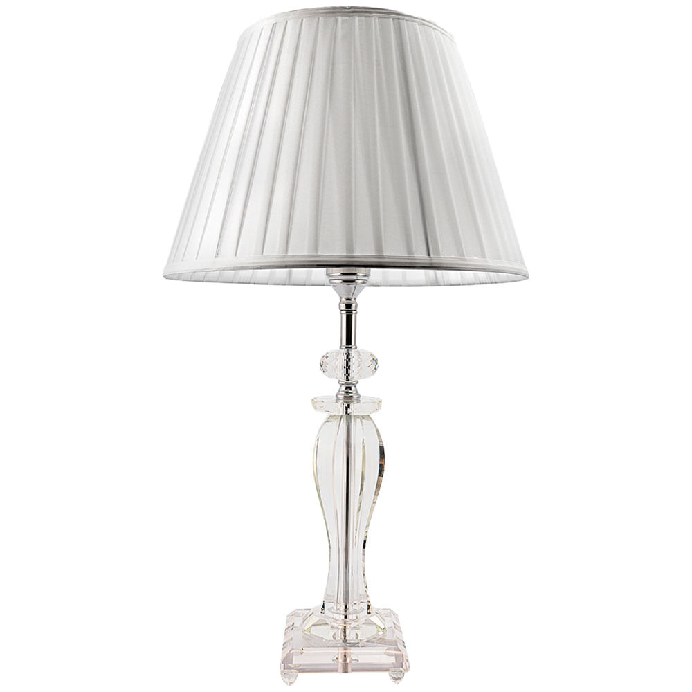 Abajur de Mesa Cristal Decoração de Ambientes Sala Quarto Escritório Cúpula Branca Lâmpada Led 60cm