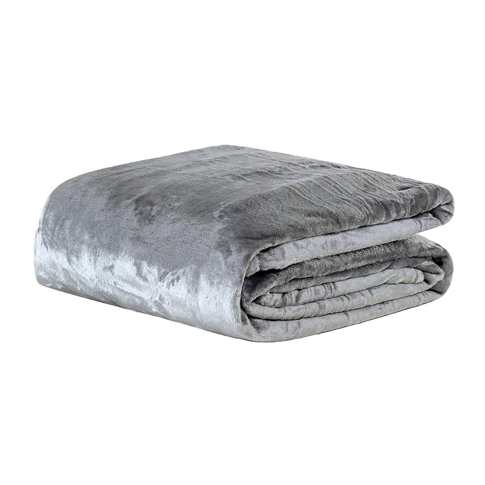 Cobertor Manta Terry Ultrasoft Flannel Queen 2,40m x 2,20m Lisa 01 Peça - Cinza Flint