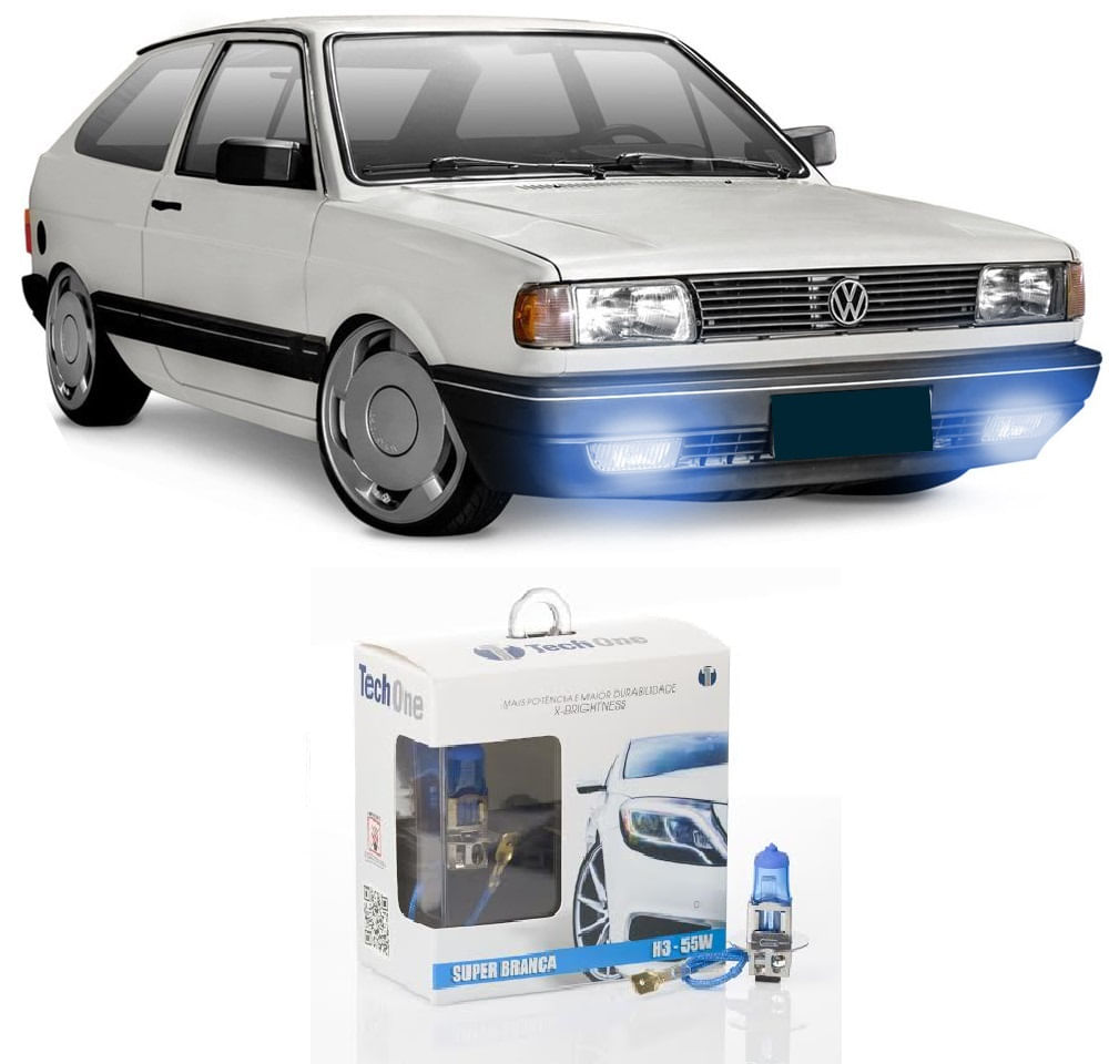 Kit Lâmpadas Super Branca 8500k Farol de Milha Volkswagen Gol G1 Quadrado 1987 à 1994