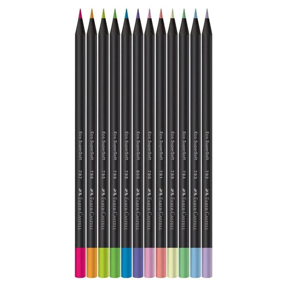 Lápis De Cor Supersoft Com 12 Cores 6 Neon + 6 Pastéis Faber-castell