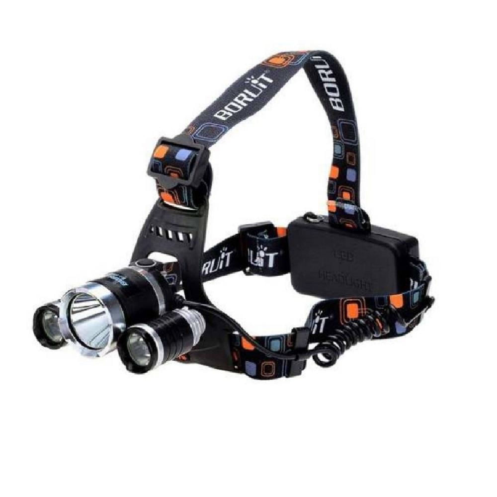 Lanterna Cabeça Triplo T6 3 Led Cree Profissional Swat Tática 2 Baterias