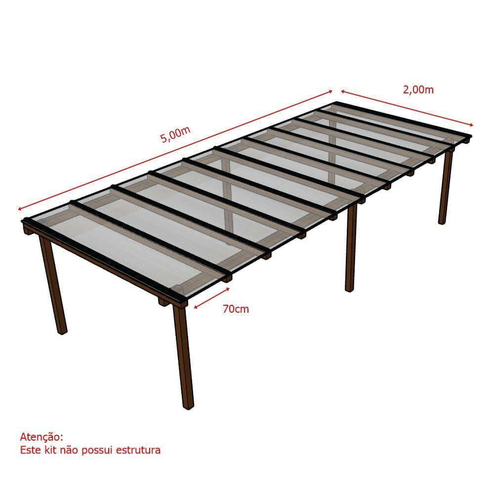 Kit Policarbonato Cristal 6mm 5,00m X 2,00m - Perfis Naturais