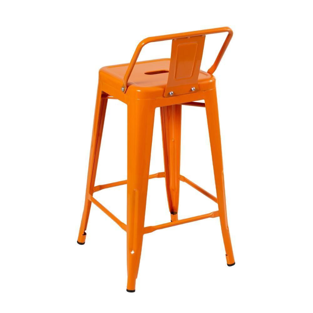 Banqueta Média Iron Tolix Com Encosto 66cm Laranja Laranja