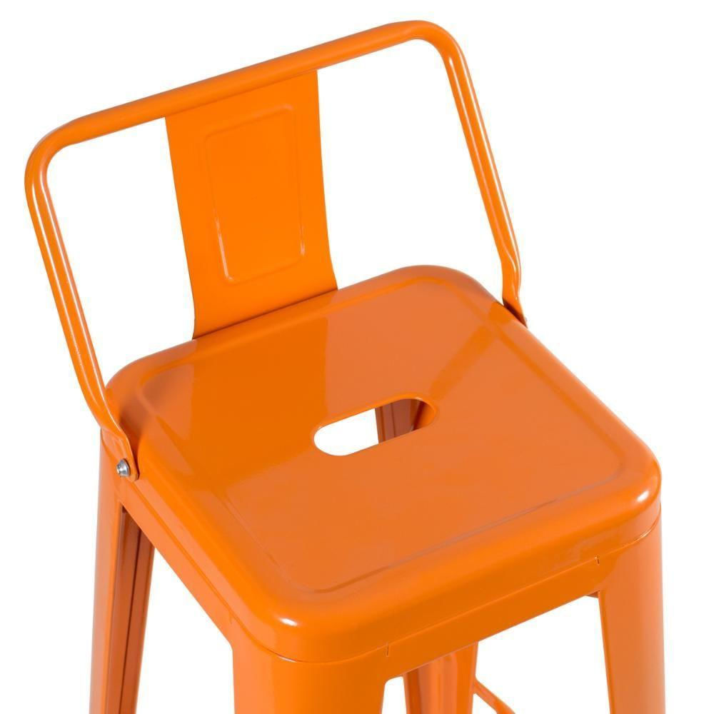 Banqueta Média Iron Tolix Com Encosto 66cm Laranja Laranja