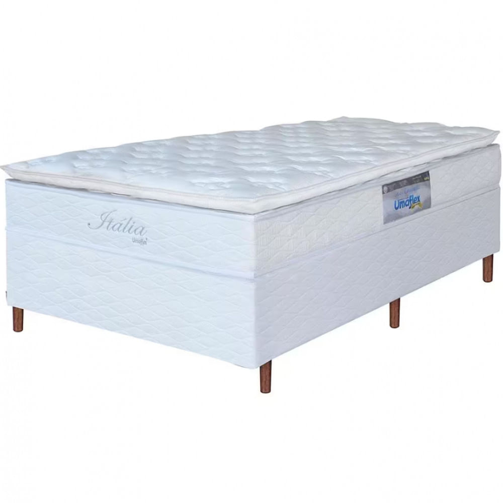 Cama Box de Solteiro Umaflex Itália com Pillow Top e Molas Ensacadas Branco