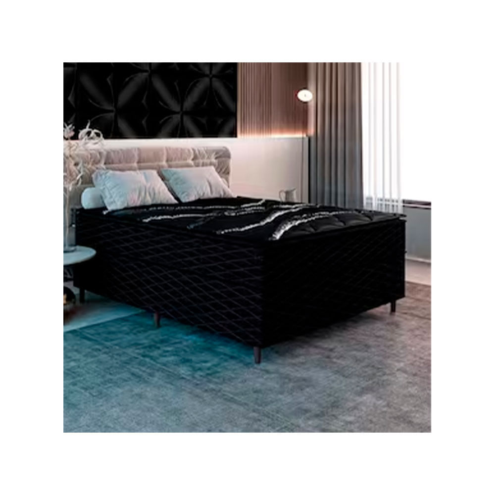 Cama Box de Casal New Itália Black Pillow Top D26 Umaflex