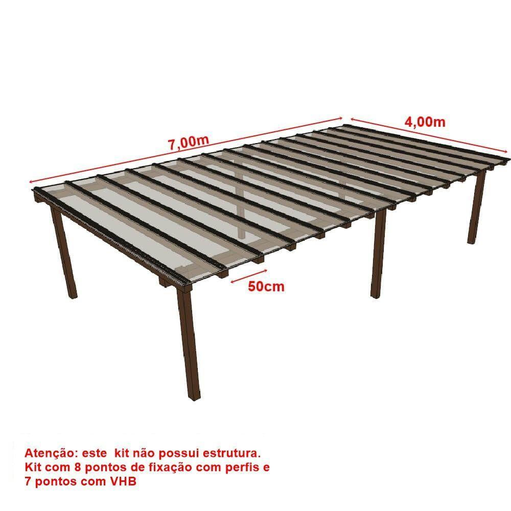 Kit Policarbonato Cristal 4mm 7,00m X 4,00m - Perfis Naturais