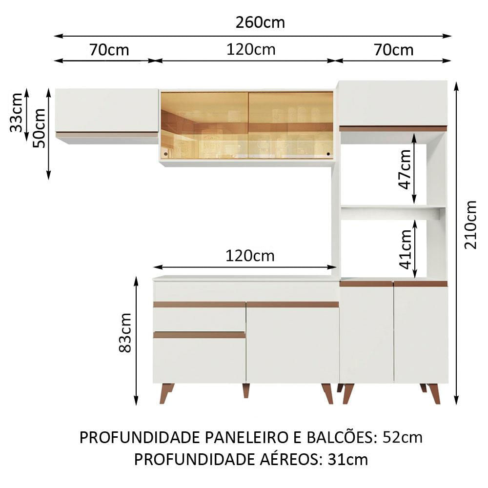 Cozinha Completa Madesa Reims 260001 com Armário e Balcão - Branco Branco