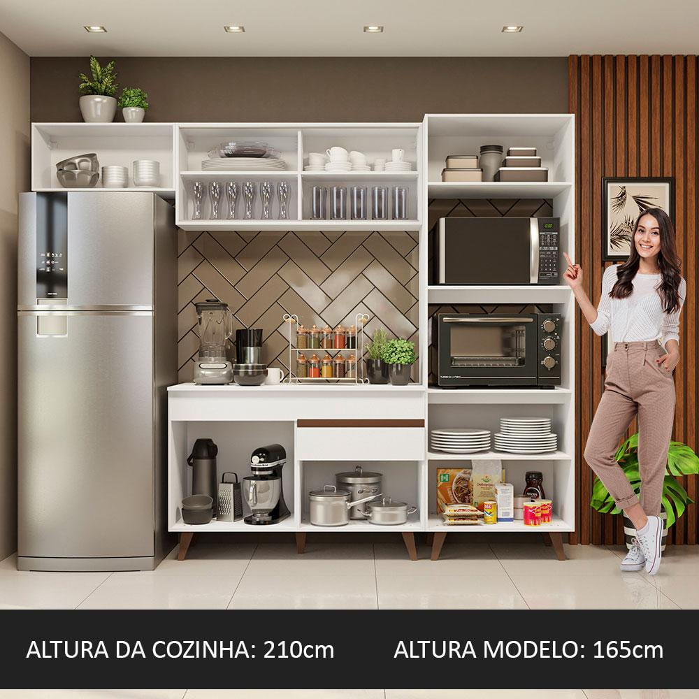 Cozinha Completa Madesa Reims 260001 com Armário e Balcão - Branco Branco