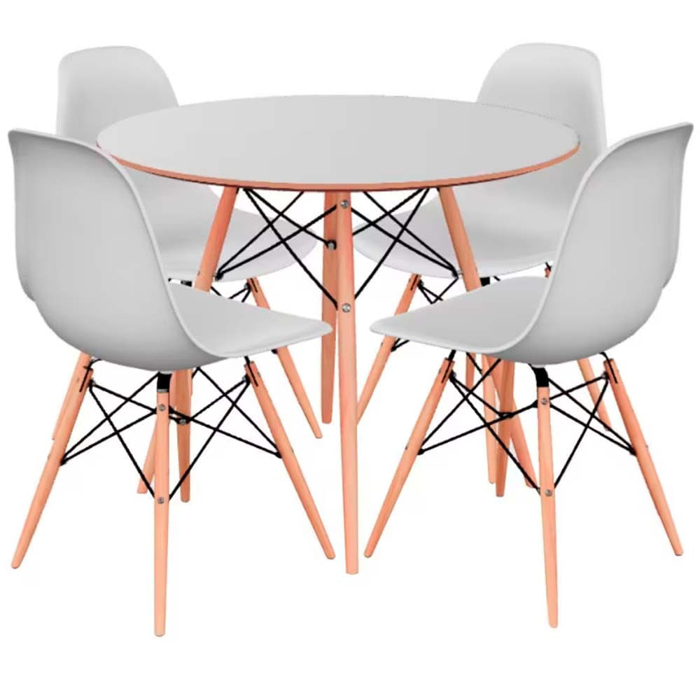 Mesa de Jantar DSW com 4 Cadeiras Eames SeatCo