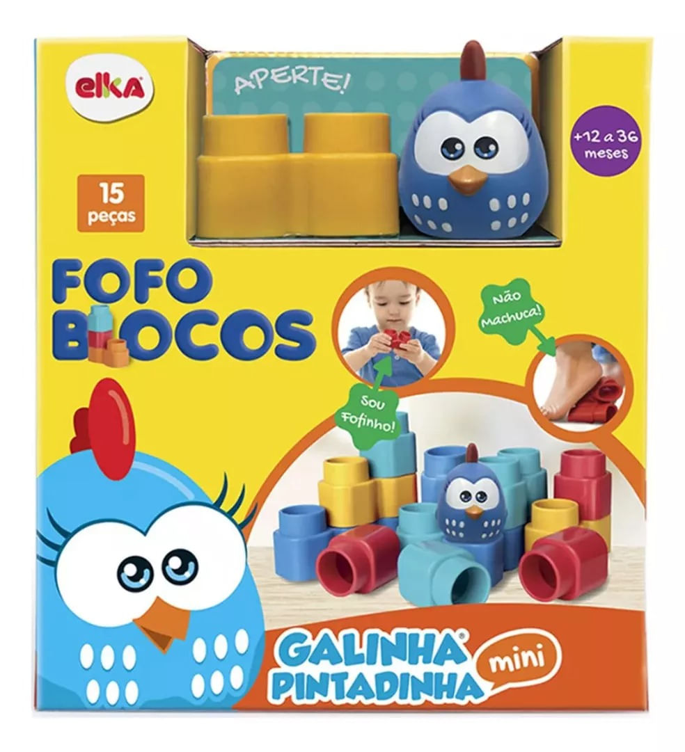 Blocos De Montar 15 Peças Fofo Blocos Galinha Pintadinha - Elka 1047