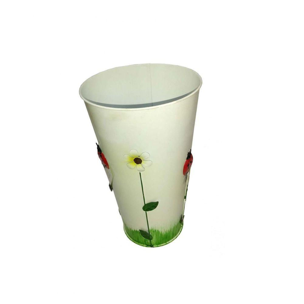 Vaso Balde Metal Enfeite Jardim Quintal Varanda Joaninha