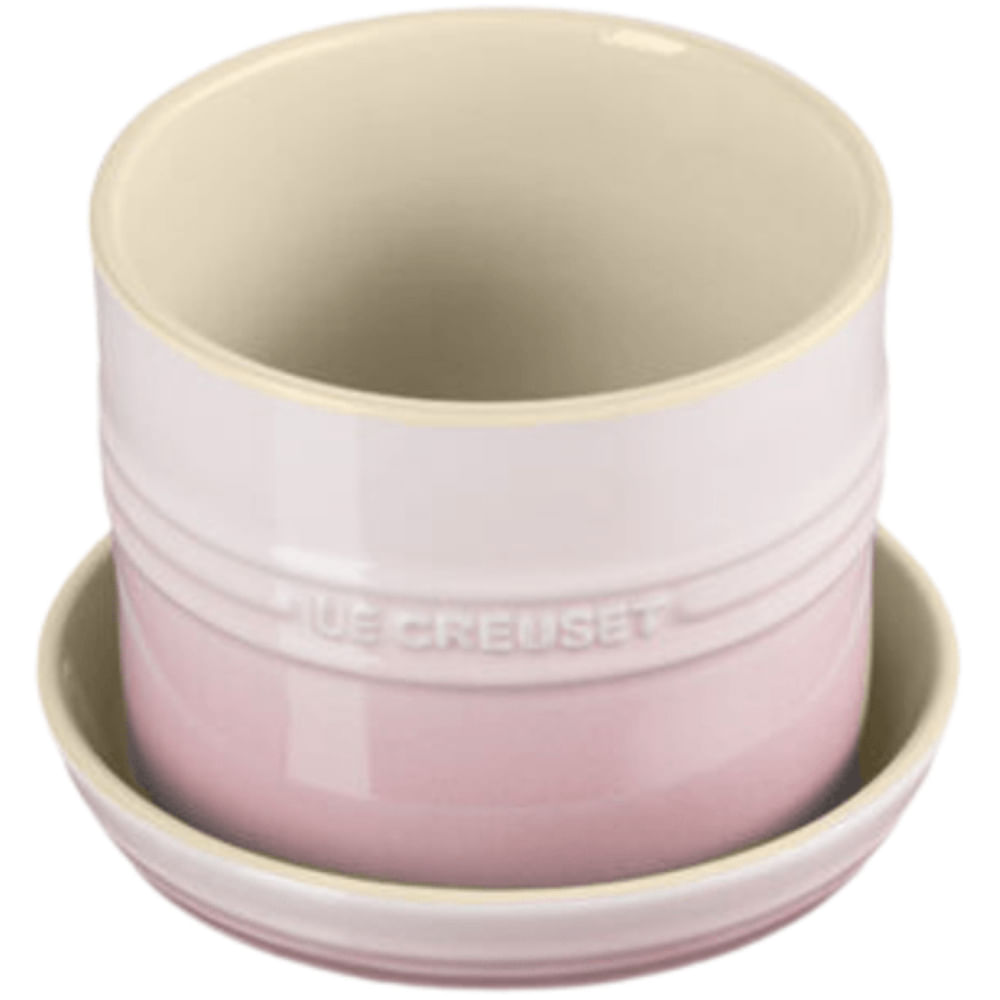 VASO PARA ERVAS LE CREUSET 14CM COM BANDEIJA EM CERÂMICA - Shell Pink