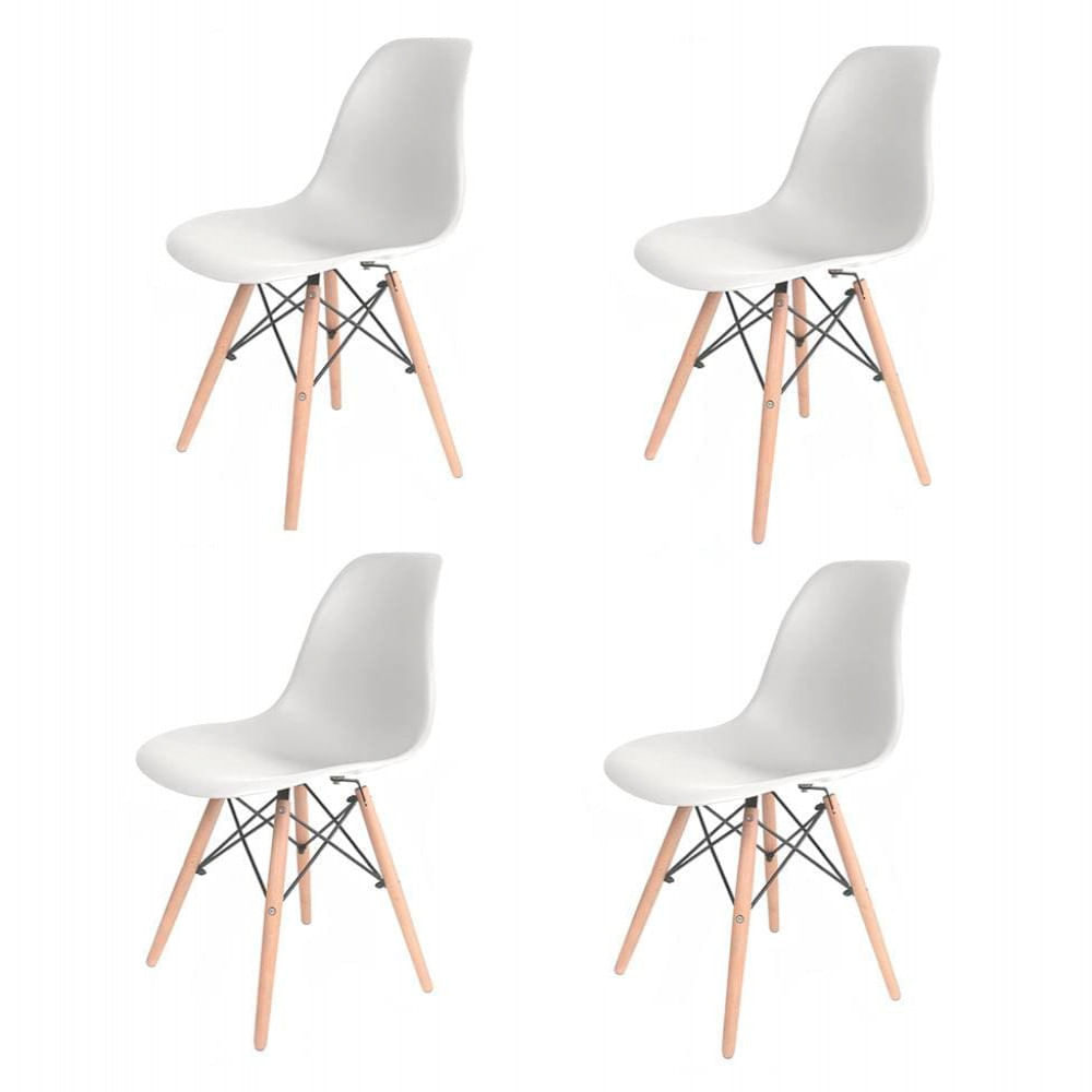 Conjunto com 4 Cadeiras de Jantar SeatCo Eames em Polipropileno com Pés Palito