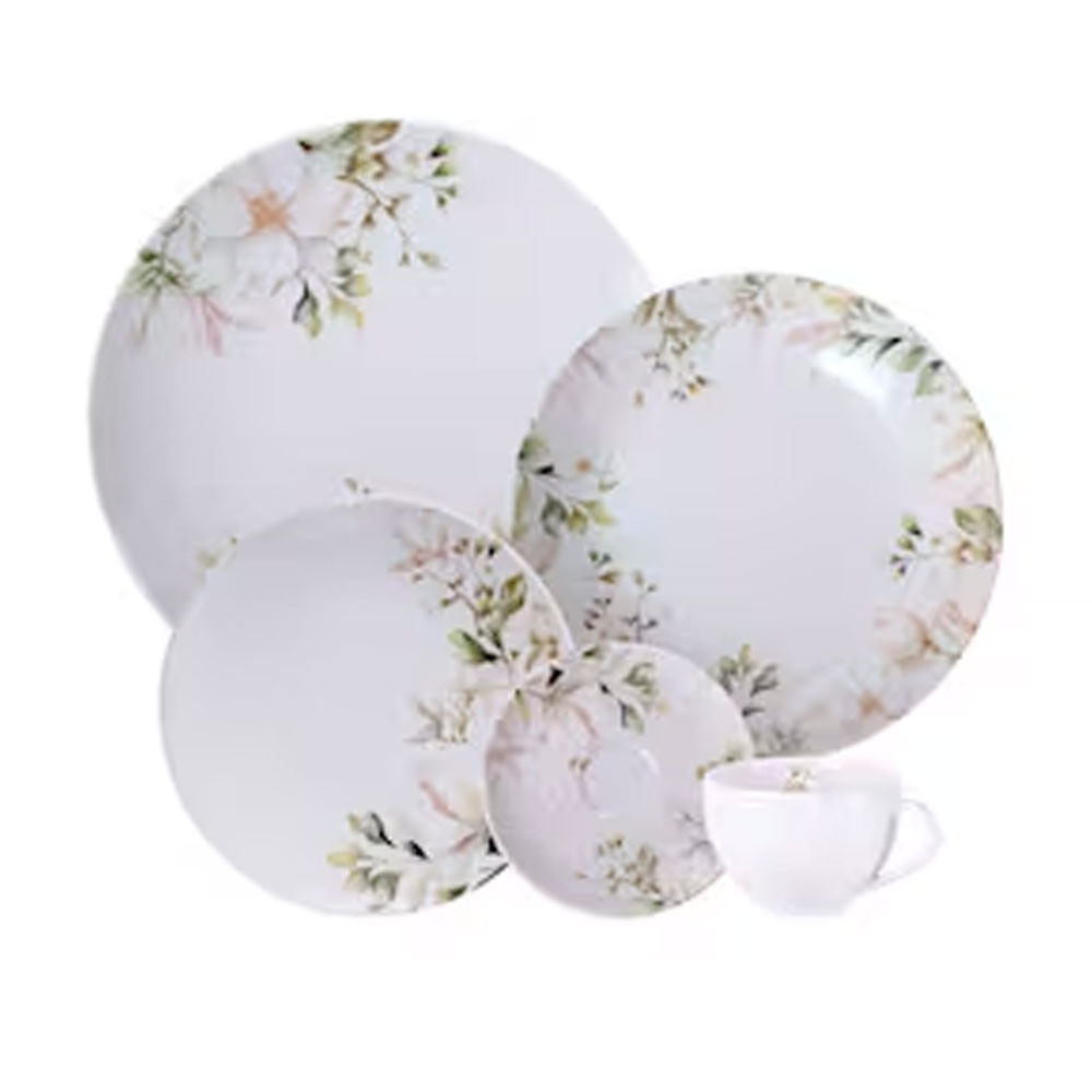 Aparelho de Jantar 20 peças Tramontina Magnolia em Porcelana Decorada