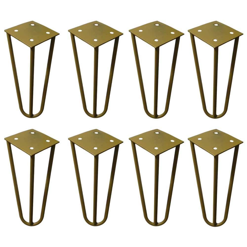 Kit 8 Pés de Metal 15 CM Hairpin Legs Mesas de Centro Puffs Dourado