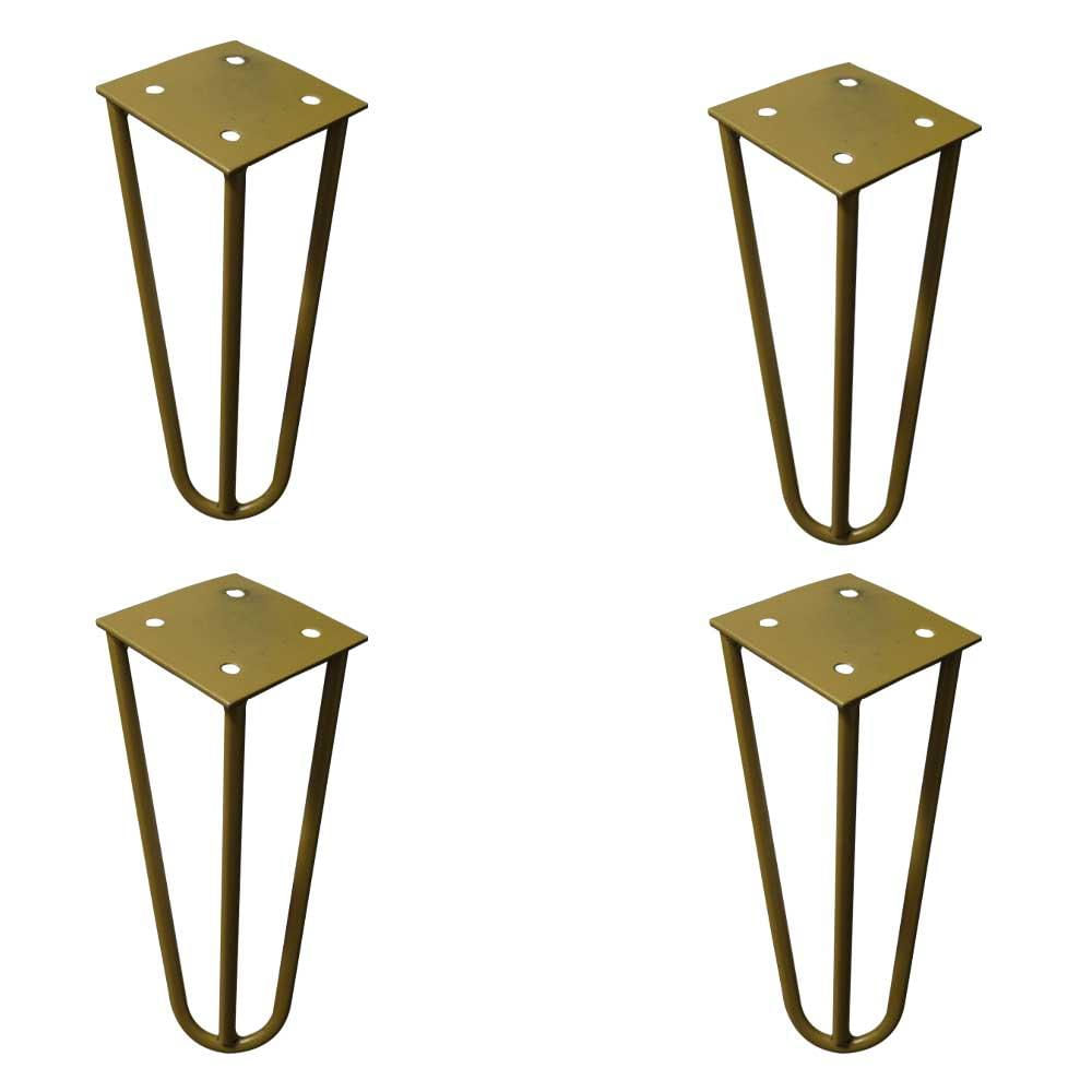 Kit 4 Pés de Metal 15 CM Hairpin Legs Mesas de Centro Puffs Dourado G41