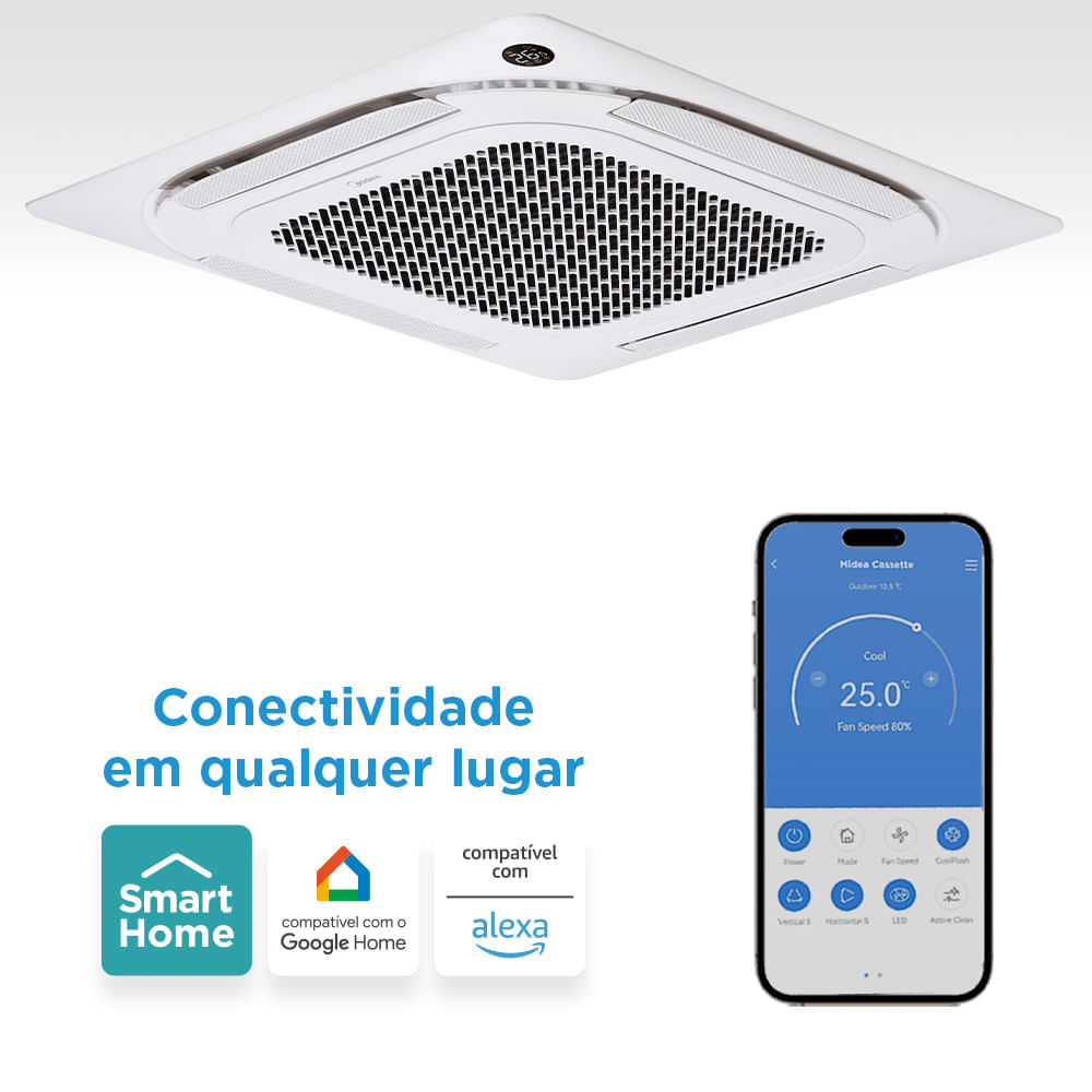 Ar Condicionado Split Cassete Inverter Midea 24000 BTU/h Frio Monofásico 38TVCD24515MM – 220 Volts 220 Volts