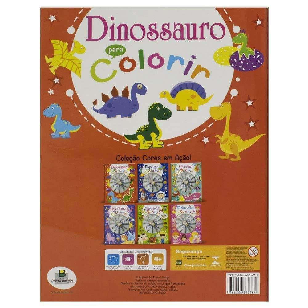 Livro Dinossauro Para Colorir Com Giz De Cera