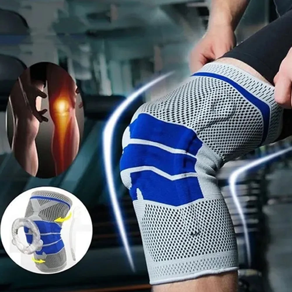 JOELHEIRA COMPRESSÃO ESTABILIZADOR ESPORTIVO SILICONE SPRING KNEE PAD GEL SUPORTE PARA JOELHO Único / Cinza