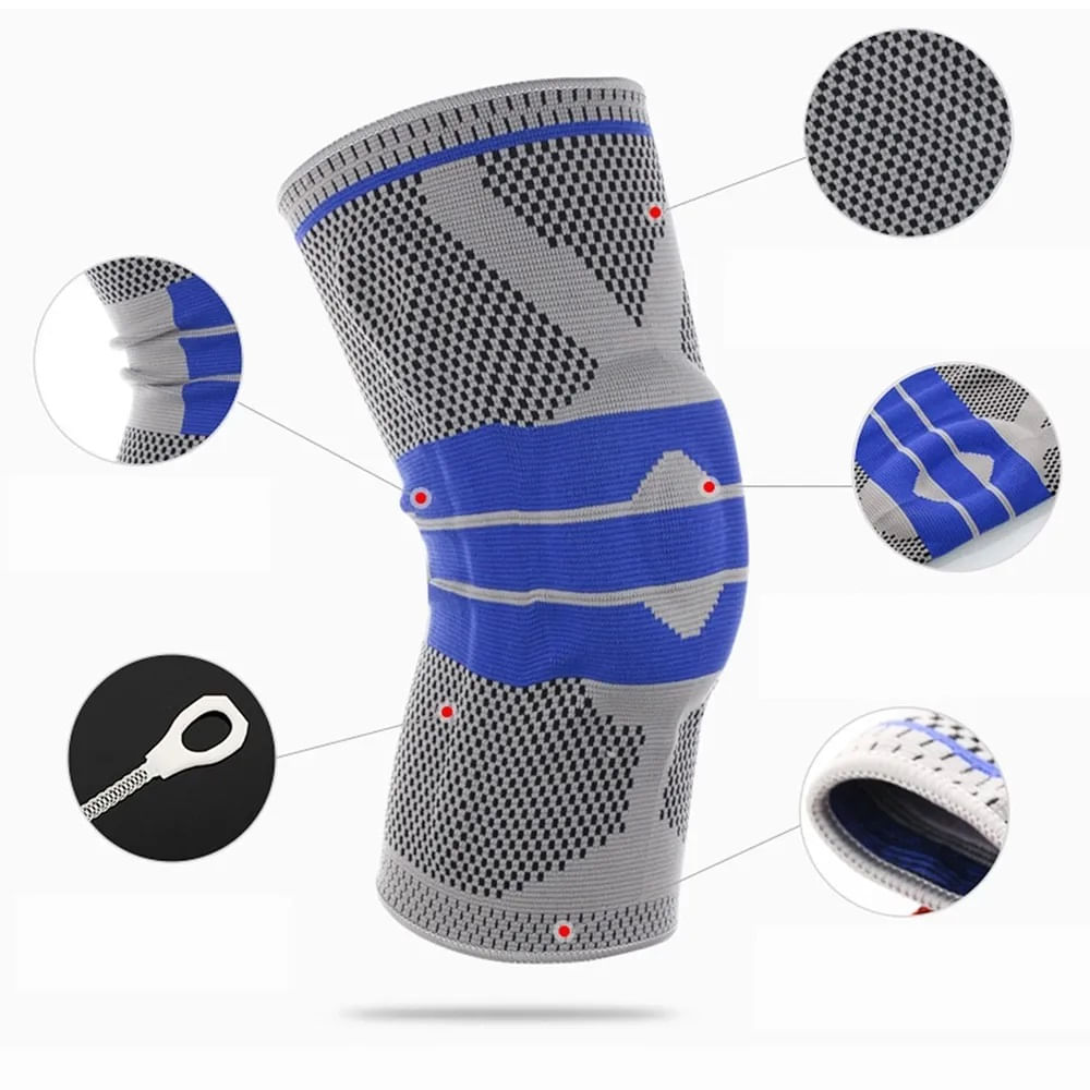 JOELHEIRA COMPRESSÃO ESTABILIZADOR ESPORTIVO SILICONE SPRING KNEE PAD GEL SUPORTE PARA JOELHO Único / Cinza