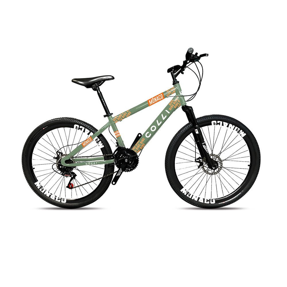 Bicicleta Colli Mônaco Q18 Aro 26 Freio a Disco 21 Velocidades Verde Militar