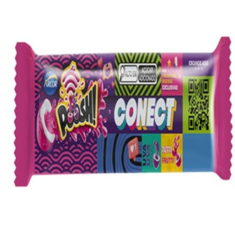 Arcor Display Chiclete Poosh Conect Sabor Uva e Tutti-Frutti c/15