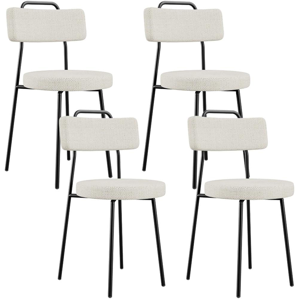 Kit 04 Cadeiras Decorativas Estofada Para Sala De Jantar Barcelona L02 Linho Champagne - Lyam