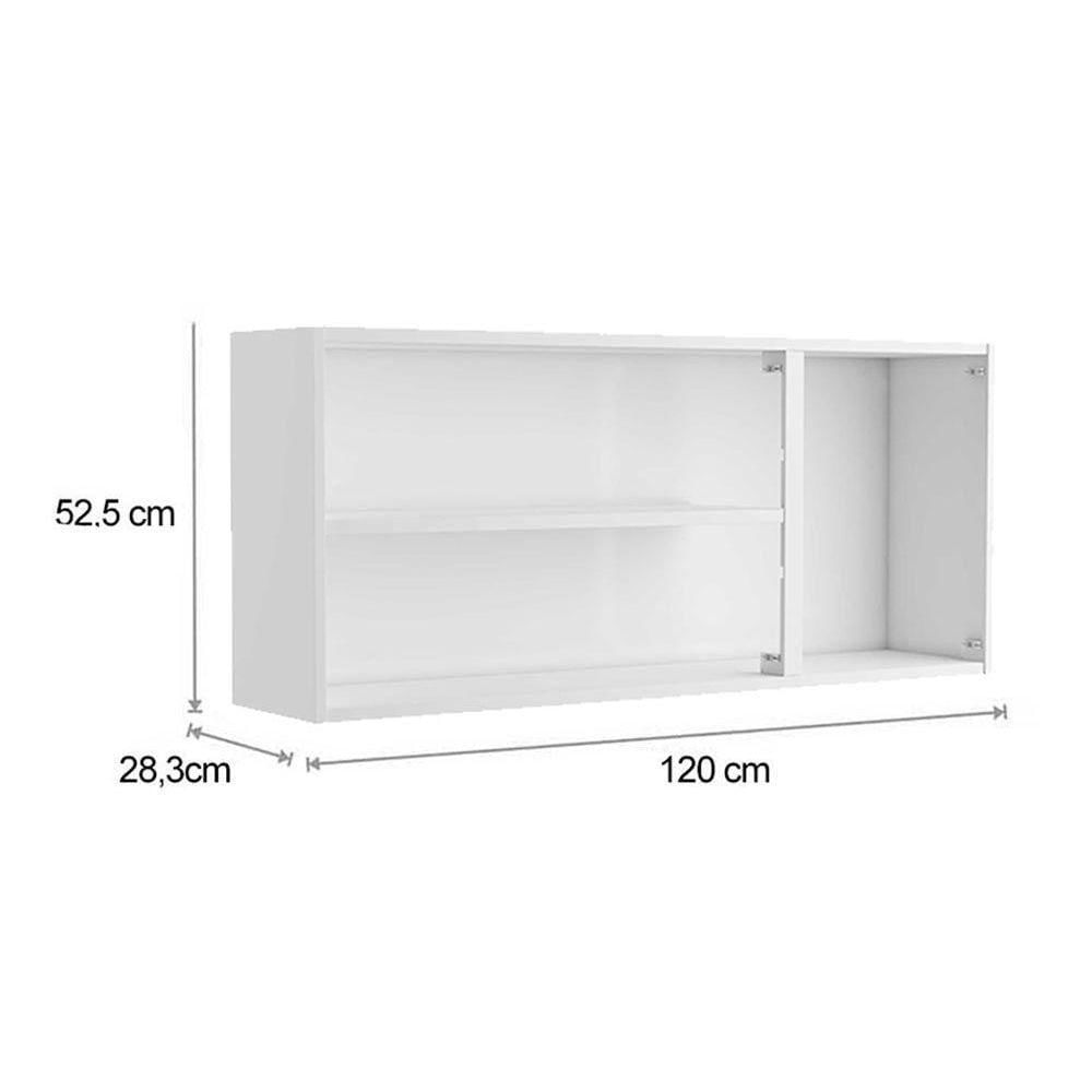 Armário Aéreo Cozinha Modulado Gourmet 7009 3 Portas C/ Vidro Branco/preto - Bertolini