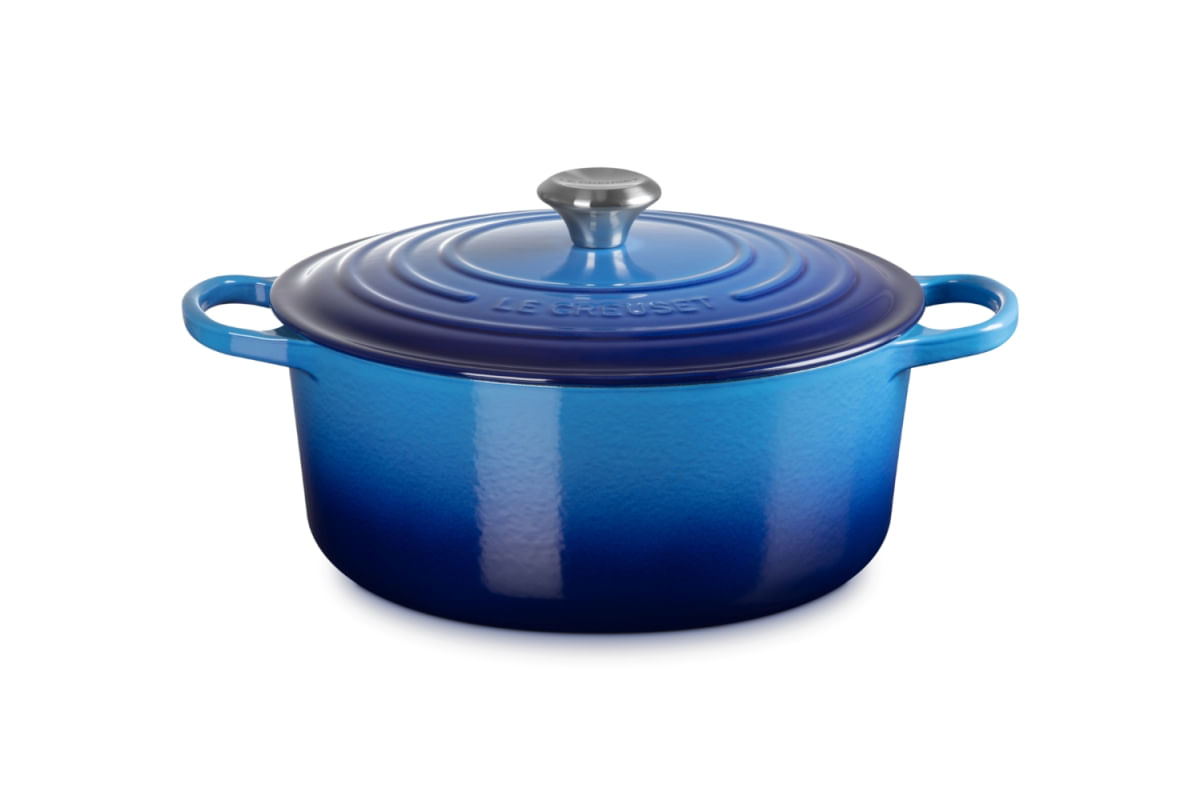 KIT LE CREUSET 2 PANELAS REDONDAS EM FERRO FUNDIDO 24 E 26CM AZURE BLUE