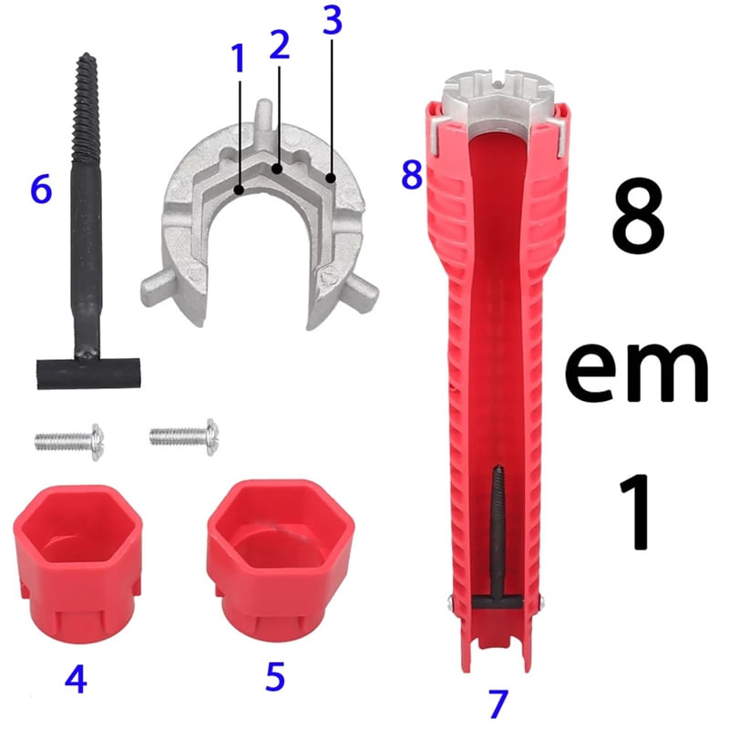 Chave De Instalação Torneira E Pia 8 Em 1 Multifuncional