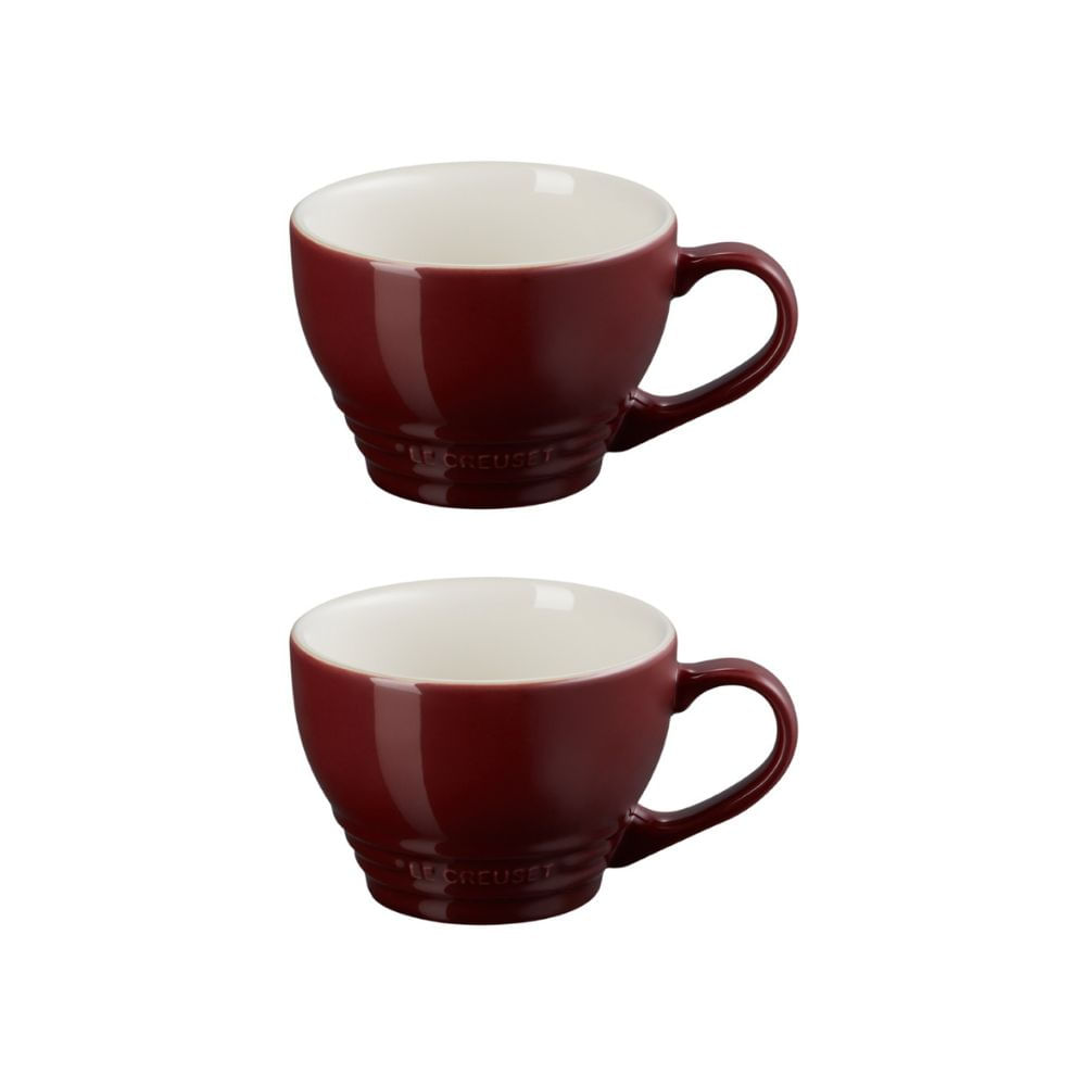 KIT LE CREUSET 2 CANECAS GIANT BISTRO CERÂMICA PREMIUM 400ML VERMELHO RHONE