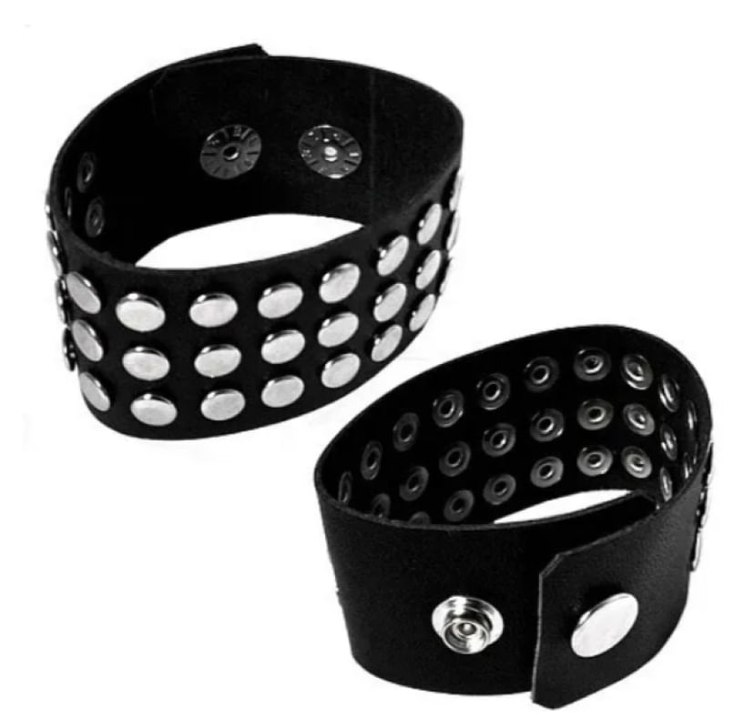 Pulseira Bracelete De Tachas Rebite Punk Rock Preto