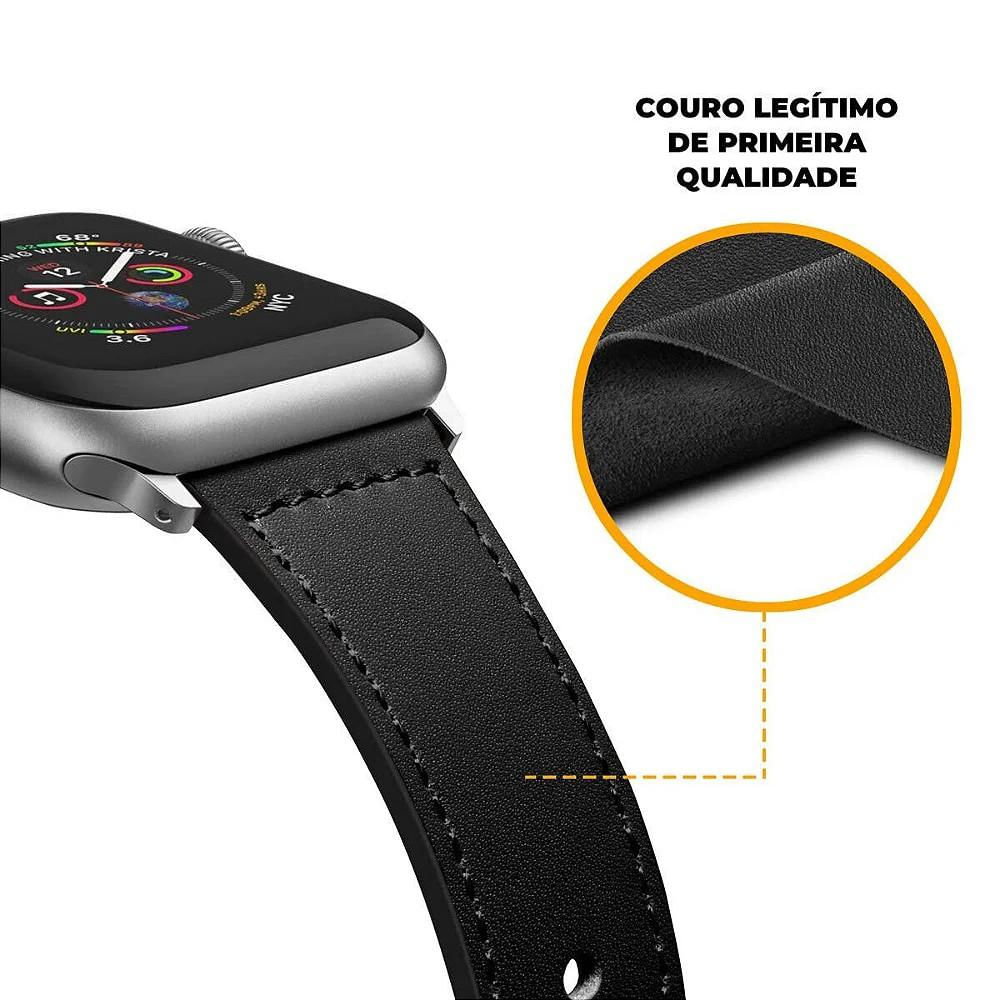 Pulseira de Couro Para Apple Watch 49MM - Preta - Gshield