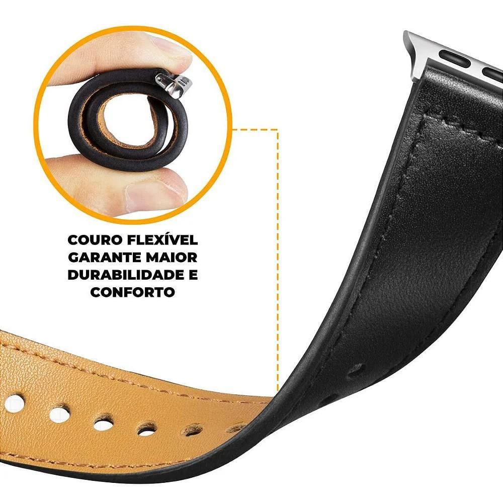 Pulseira de Couro Para Apple Watch 49MM - Preta - Gshield