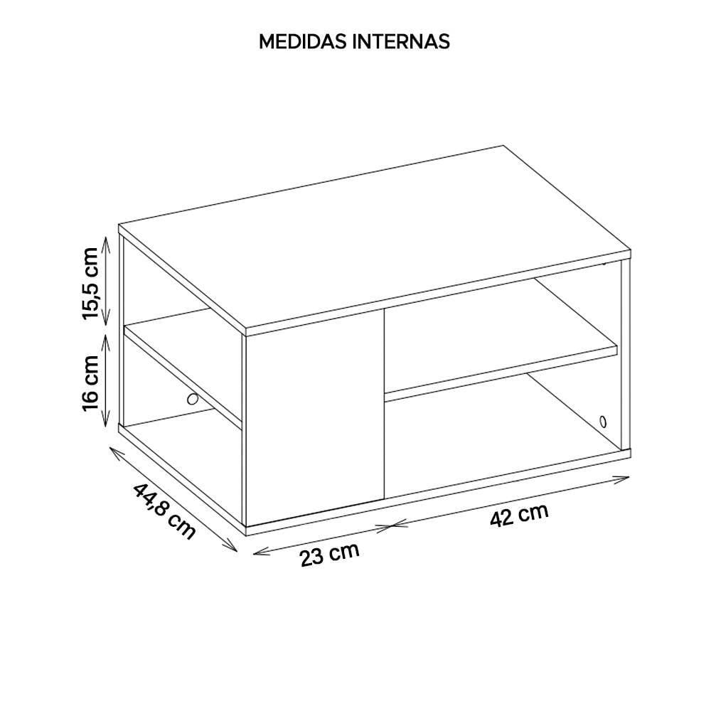 Mesa De Centro Retangular Com Divisória Opala Branco Caemmun