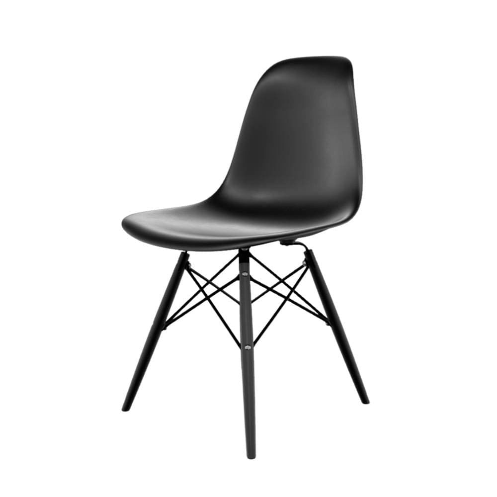 Conjunto com 4 Cadeiras de Jantar SeatCo Eames em Polipropileno DSW com Pés Palito Preto