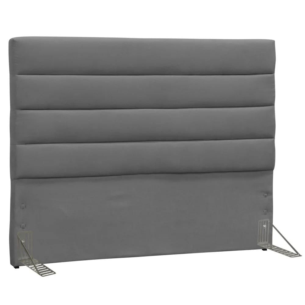 Cabeceira de Casal 140cm Greta Suede Liso Cinza - D'Monegatto