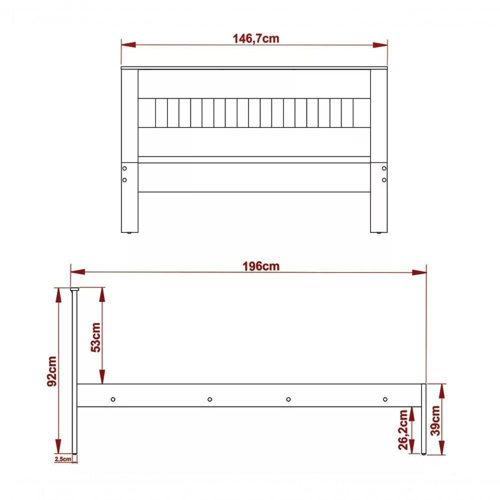 Cama Casal Cm8007 Branco Nogal Tecno Mobili Branco Nogal