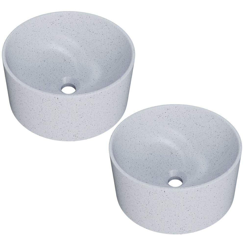 Kit 02 Cubas de Apoio Redonda Para Banheiro Lavabo C01 BL30W Branco Granit Matte  - Lyam